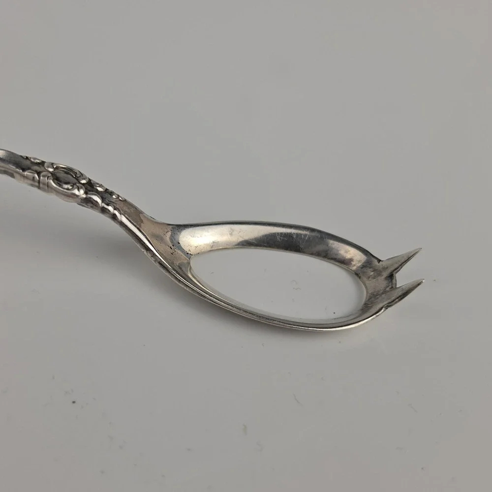 Antique Wm A Rogers Silverplate Olive Fork Spoon Claw Repousse WR Keystone 1908